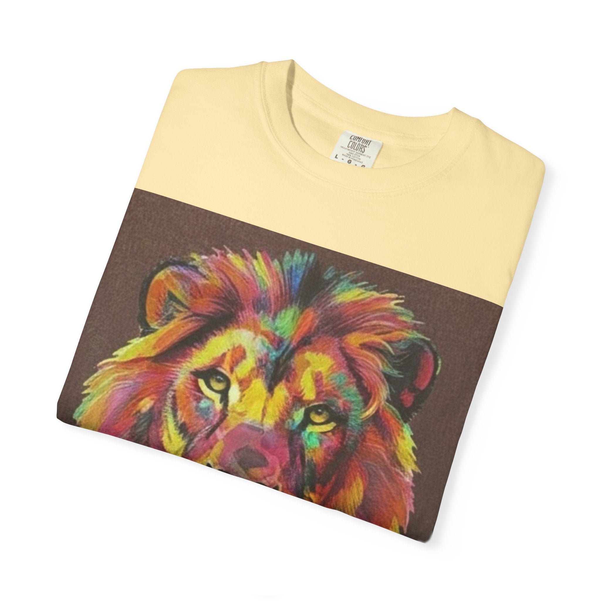 Wild Life Lion Portrait T-Shirt — Colorful Retro Primate Graphic Tee