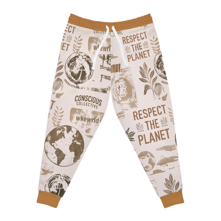 Respect the Planet Athletic Joggers — Eco Conscious AOP Sweatpants (brown)