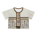 Egyptian Hieroglyph Crop Top Tee — Vintage Ankh & Script All-Over Print
