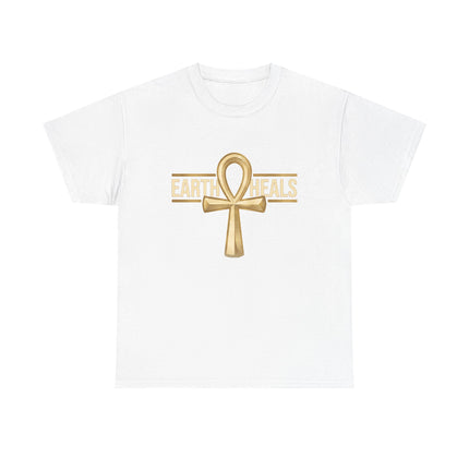 Rooted in Nile T-Shirt — Gold Ankh Egyptian Heritage Tee