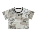 Newspaper Collage Crop Tee — Positive Headlines & Smoke Print