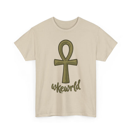 Ankh Graphic Tee — "wkewrld" Gold Symbol T-Shirt