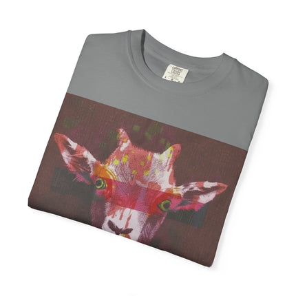 Praying Goat Art T-Shirt — Colorful Surreal Animal Portrait Tee