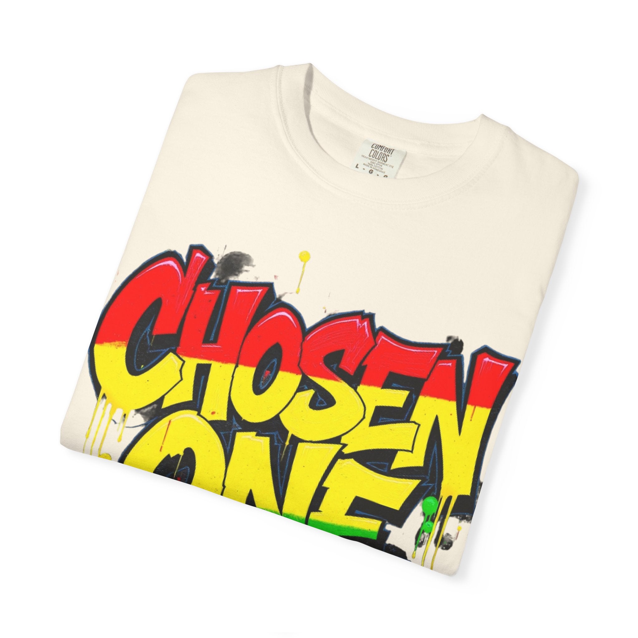 Chosen One Graffiti T-Shirt — Urban Streetwear Tee with Bold Rasta Colors