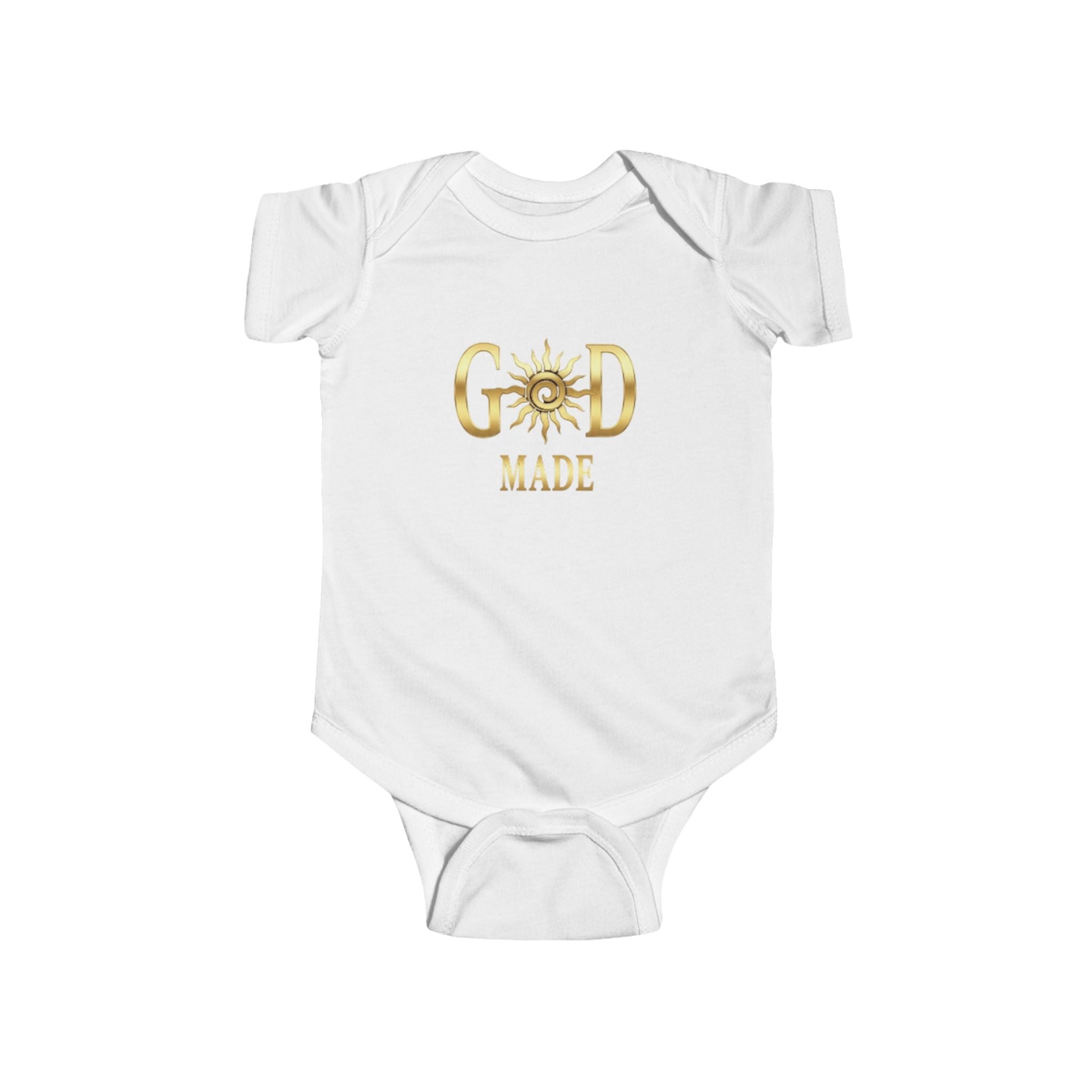 God Made Infant Bodysuit – Gold Sun Faith Baby Onesie