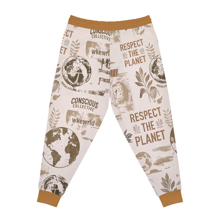Respect the Planet Athletic Joggers — Eco Conscious AOP Sweatpants (brown)