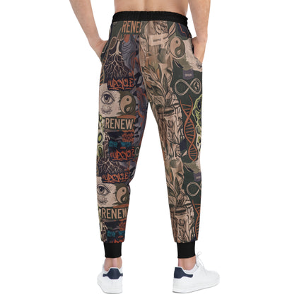 Abstract Street Art Joggers — 'Renew' Collage All-Over Print