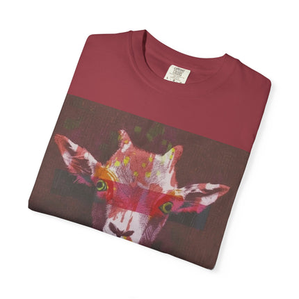 Praying Goat Art T-Shirt — Colorful Surreal Animal Portrait Tee