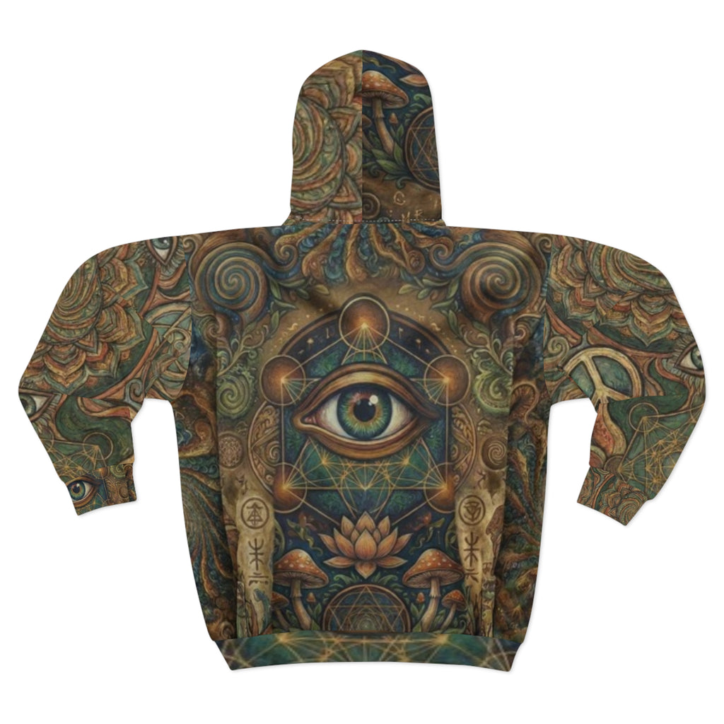 All-Over Print Zip Hoodie — Mystic Third Eye Mandala Design