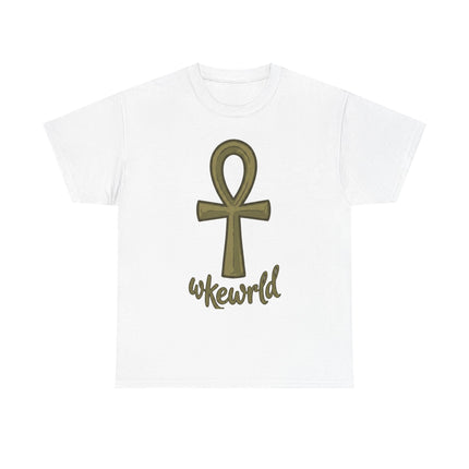 Ankh Graphic Tee — "wkewrld" Gold Symbol T-Shirt