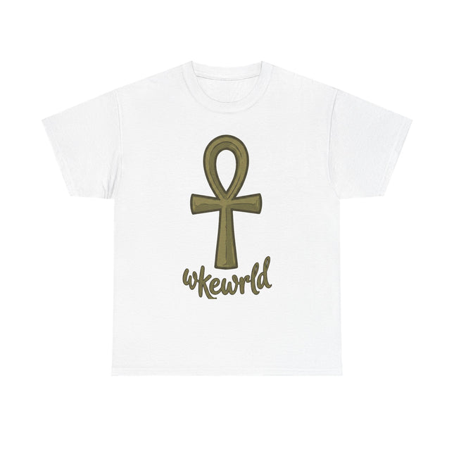Ankh Graphic Tee — "wkewrld" Gold Symbol T-Shirt