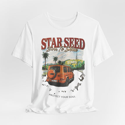Star Seed Van Graphic Tee — "Protect Your Soul" Retro Beach T-Shirt