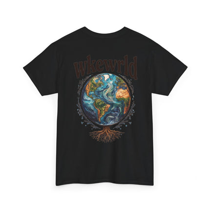 Earth Tree Graphic Tee — "WKE WRLD" Vintage Globe Design