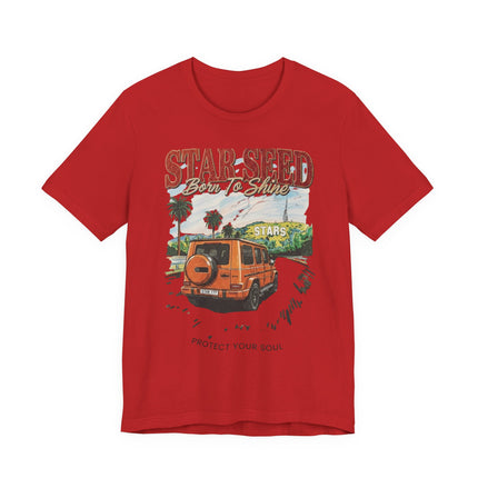 Star Seed Van Graphic Tee — "Protect Your Soul" Retro Beach T-Shirt