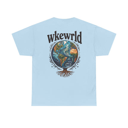 Earth Tree Graphic Tee — "WKE WRLD" Vintage Globe Design