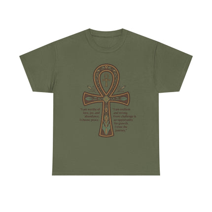 Ankh Empowerment T-Shirt — 'I am worthy of love, joy, and abundance' Inspirational Tee