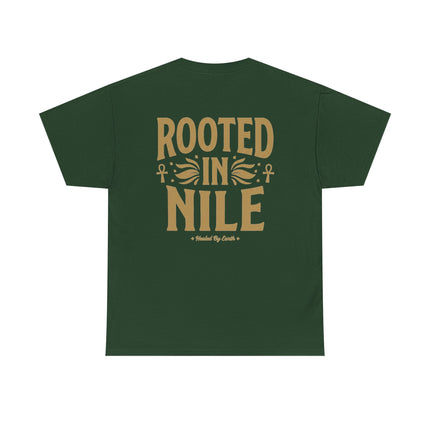 Rooted in Nile T-Shirt — Gold Ankh Egyptian Heritage Tee