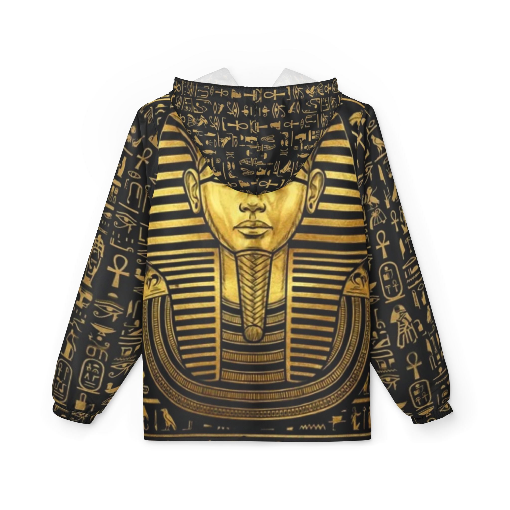 Pharaoh Print Windbreaker Jacket - All-Over-Print Animal Print Hooded Windbreaker
