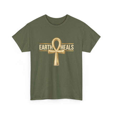 Rooted in Nile T-Shirt — Gold Ankh Egyptian Heritage Tee