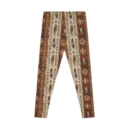 Rooted & Rising Boho Pattern Leggings — Earthy Tribal Print Stretch Leggings