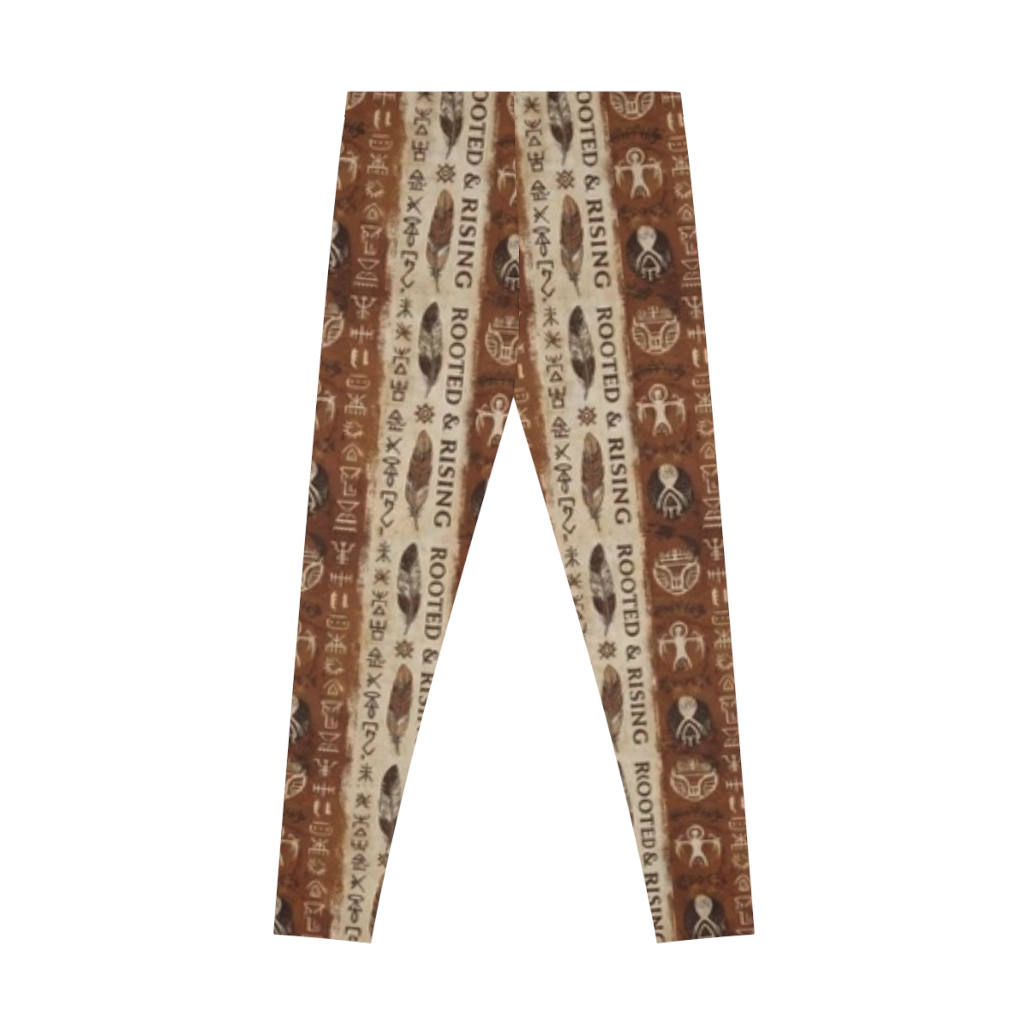 Rooted & Rising Boho Pattern Leggings — Earthy Tribal Print Stretch Leggings