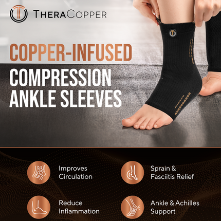 Copper Compression Ankle Brace Sleeves (2 Pack)