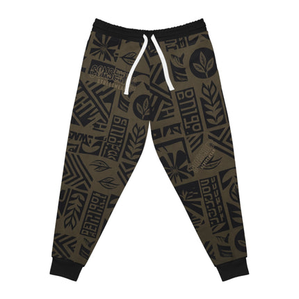 Camo Graphic Athletic Joggers – Olive Tribal Logo All-Over Print