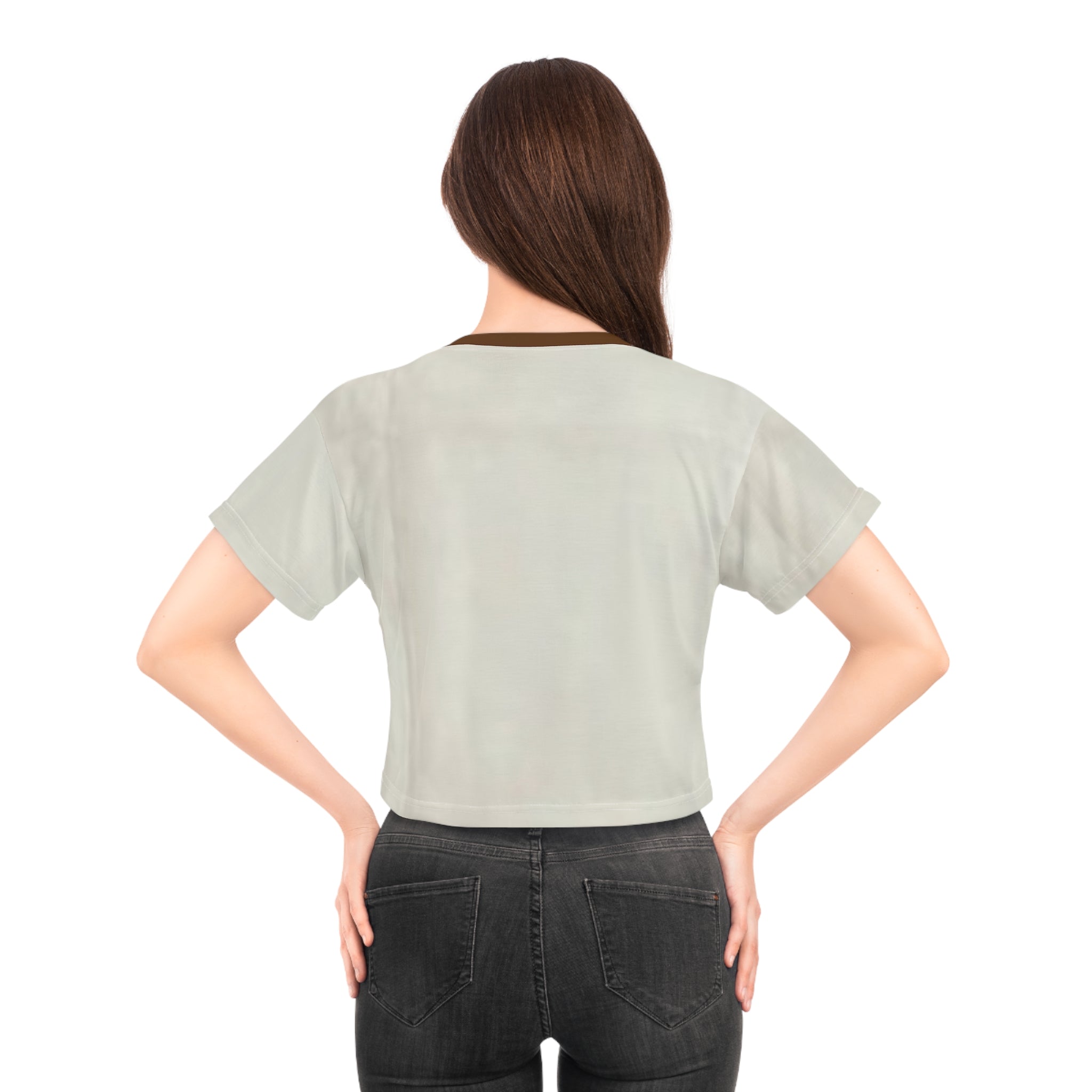 Egyptian print Crop Top Tee — Vintage Ankh & Script All-Over Print