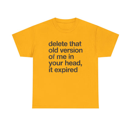 Statement Tee — “delete that old version of me in your head, it expired” Minimalist Typography T-Shirt