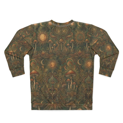 Mystic Mushroom All-Over-Print Sweatshirt — Vintage Sun & Moon Psychedelic Pattern
