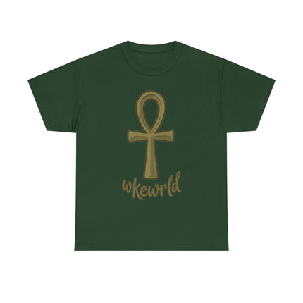 Ankh Graphic Tee — "wkewrld" Gold Symbol T-Shirt