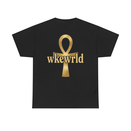 Ankh Graphic Tee — "wkewrld" Gold Symbol T-Shirt