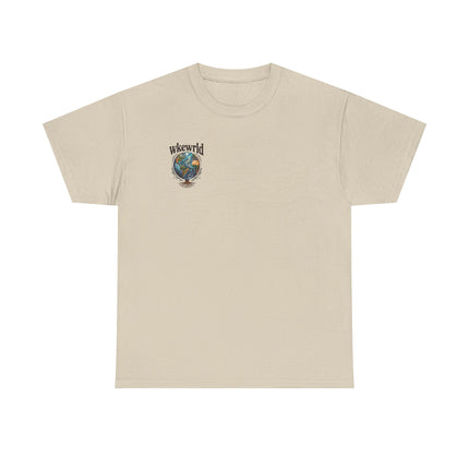 Earth Tree Graphic Tee — "WKE WRLD" Vintage Globe Design