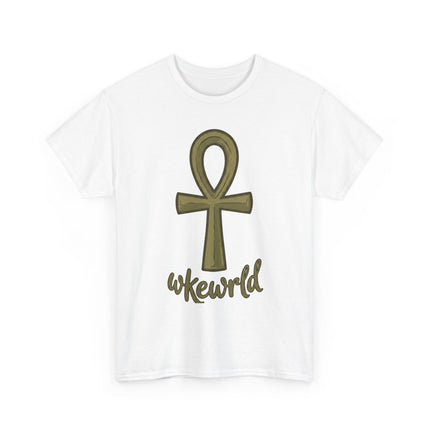 Ankh Graphic Tee — "wkewrld" Gold Symbol T-Shirt