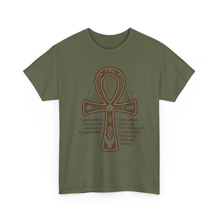 Ankh Empowerment T-Shirt — 'I am worthy of love, joy, and abundance' Inspirational Tee