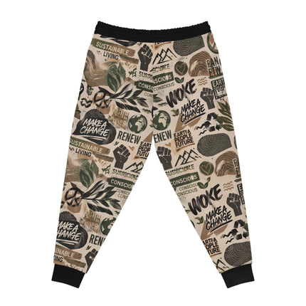 Eco Activist Athletic Joggers — "Make a Change" All-Over-Print