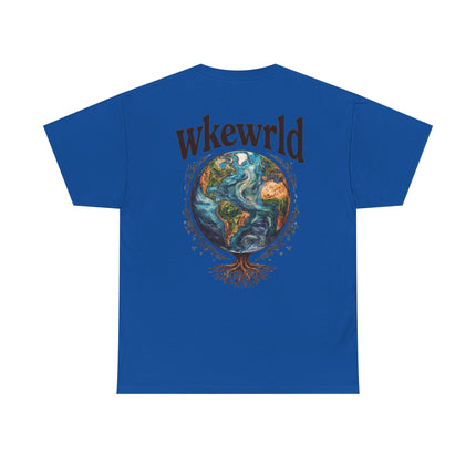 Earth Tree Graphic Tee — "WKE WRLD" Vintage Globe Design