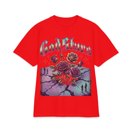 Graphic Tee — "Out of Cracks, One Flower" Gothic Rose Design