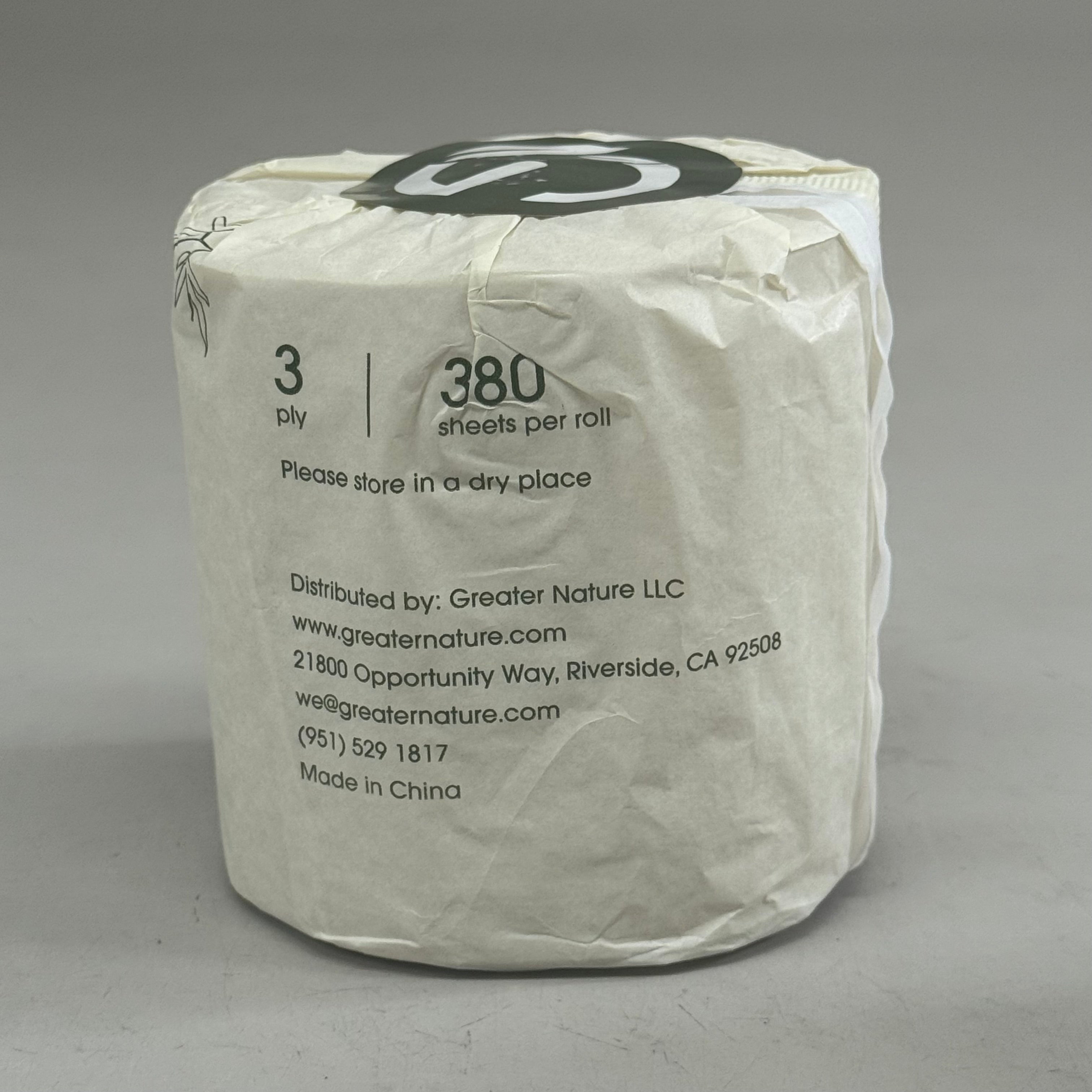 GREAT NATURE (24 Pack) 100% Bamboo Core-less Toilet Paper 3Ply, 380 Sheets Per Roll Green/White