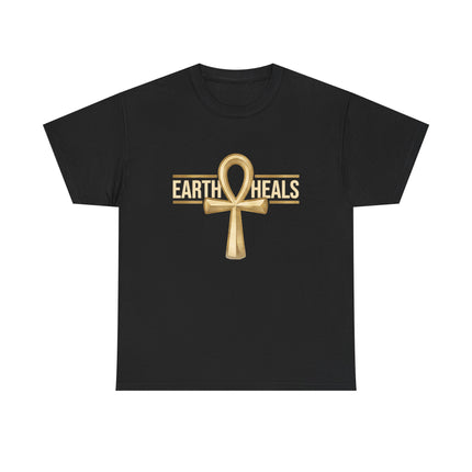 Rooted in Nile T-Shirt — Gold Ankh Egyptian Heritage Tee