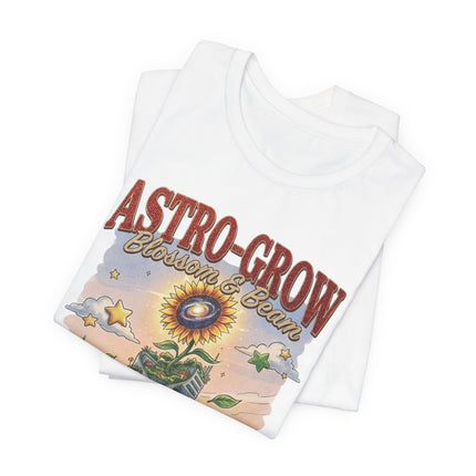 Astro-Grow Sunflower Tee — Retro Space Garden Graphic T-Shirt