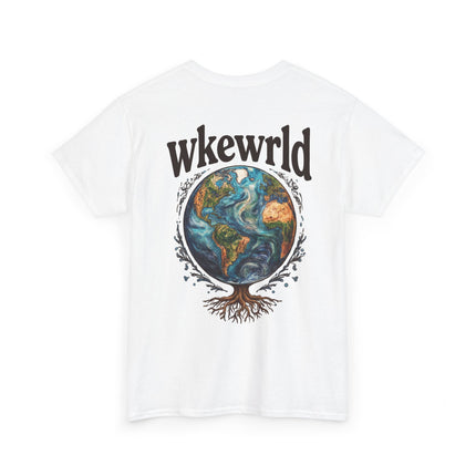 Earth Tree Graphic Tee — "WKE WRLD" Vintage Globe Design