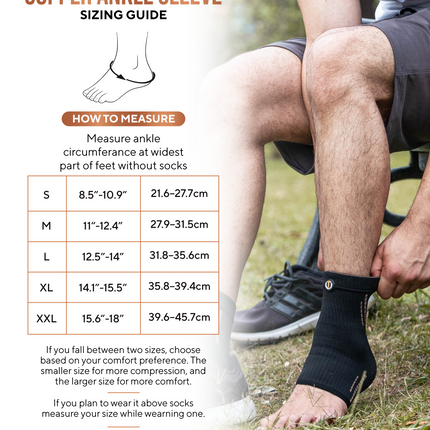 Copper Compression Ankle Brace Sleeves (2 Pack)