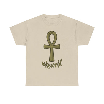 Ankh Graphic Tee — "wkewrld" Gold Symbol T-Shirt