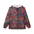 Abstract Red Blue Camo Windbreaker Jacket – All-Over Print Lightweight Hooded Jacket