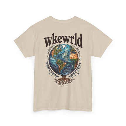 Earth Tree Graphic Tee — "WKE WRLD" Vintage Globe Design