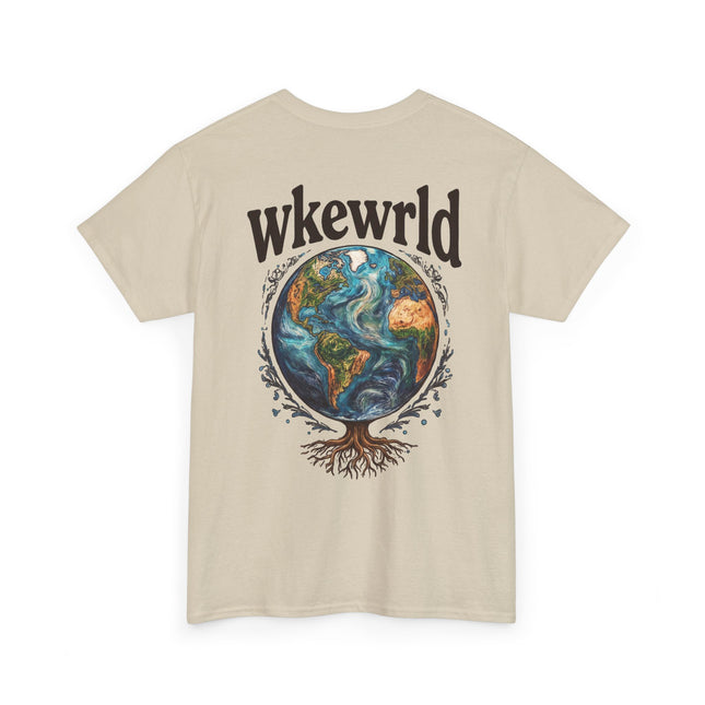 Earth Tree Graphic Tee — "WKE WRLD" Vintage Globe Design