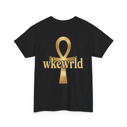 Ankh Graphic Tee — "wkewrld" Gold Symbol T-Shirt