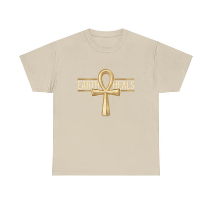 Rooted in Nile T-Shirt — Gold Ankh Egyptian Heritage Tee