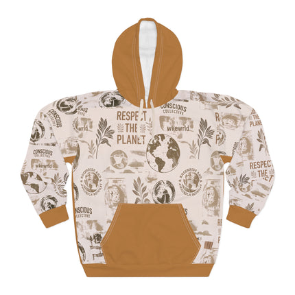 Respect The Planet Hoodie - Eco Graphic Pullover (Brown)